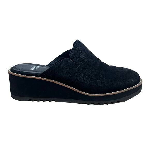 Eileen Fisher Shoes - Eileen Fisher Womens Nubuck Loti Clog, Wedge Mule,  Black Nubuck Platform Size 8